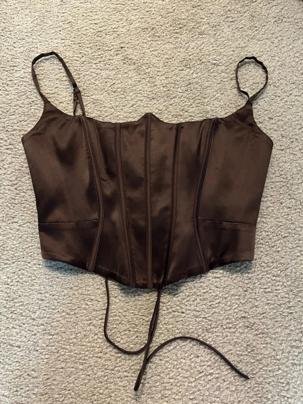 Brown Satin Corset Top - Picture 2 of 5